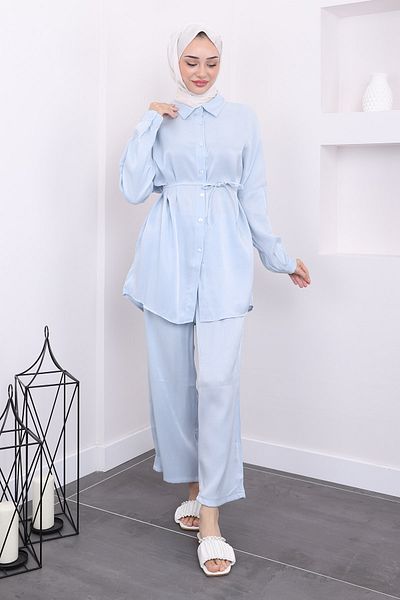 İmajButik Σετ Baby Blue τουνίκ και παντελόνι - Ζώνη μέσης