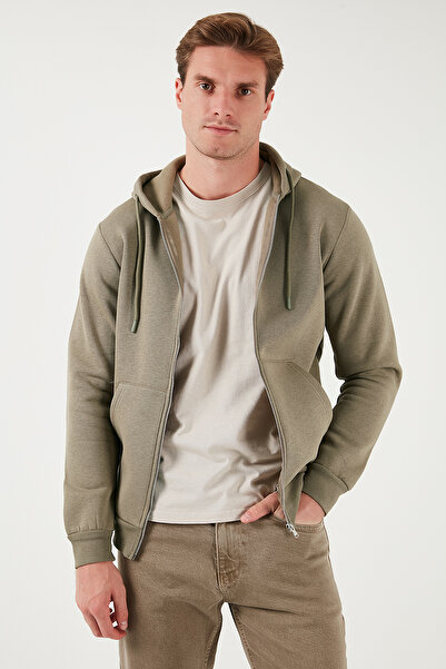 Buratti Слим фит суитшърт с качулка, цип и мека подплата от шерпа за мъже SWEAT 5905340