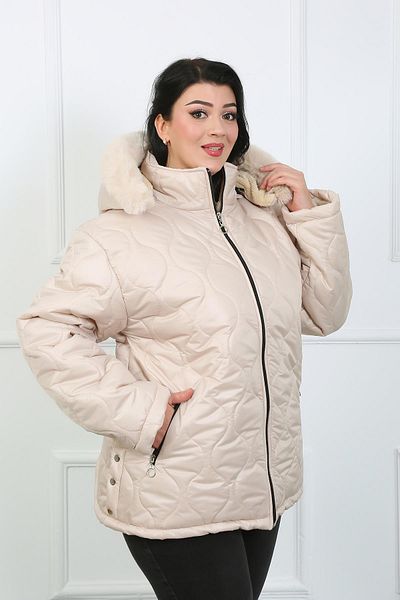 By Alba Collection Women's Ecru Wool Quilted Plus Size Coat
