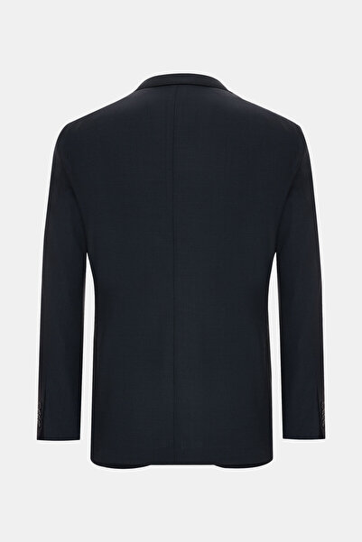 W Collection Dark Blue Buttoned Wool Jacket