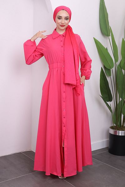 İmajButik Φούξια ελαστικό φόρεμα μέσης