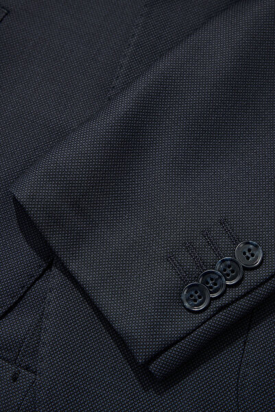 W Collection Dark Blue Buttoned Wool Jacket