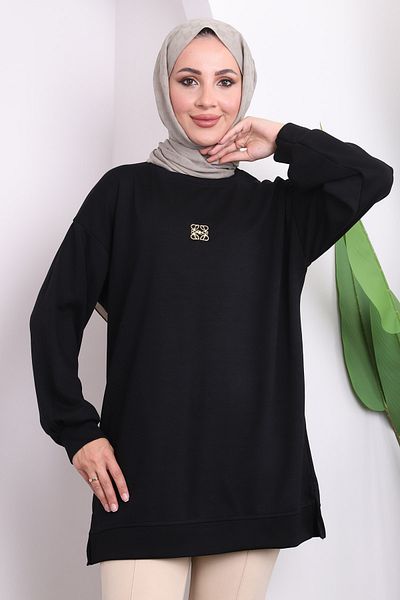 İmajButik Μοντάλ τουνίκ δύο κλωστών με μαύρα αξεσουάρ