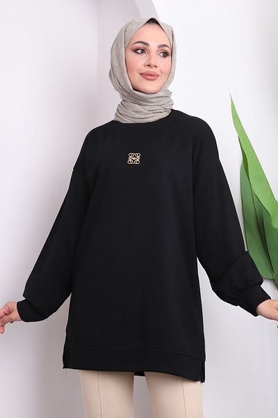 İmajButik Μοντάλ τουνίκ δύο κλωστών με μαύρα αξεσουάρ