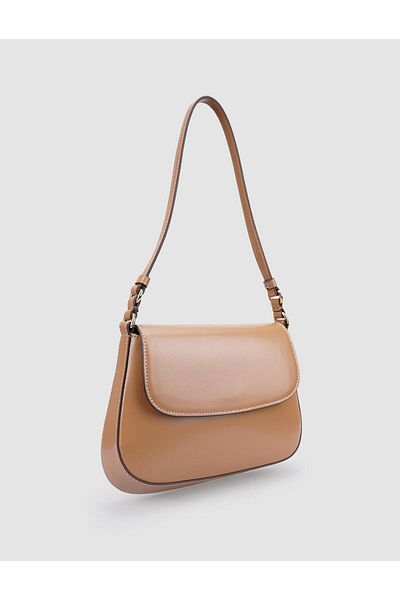 Cabani 100% Genuine Leather Beige Women's Shoulder Bag
