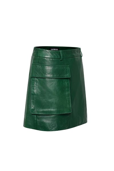 Derimod Green Zen Women's Leather Shorts Skirt - 24SGD5203VE