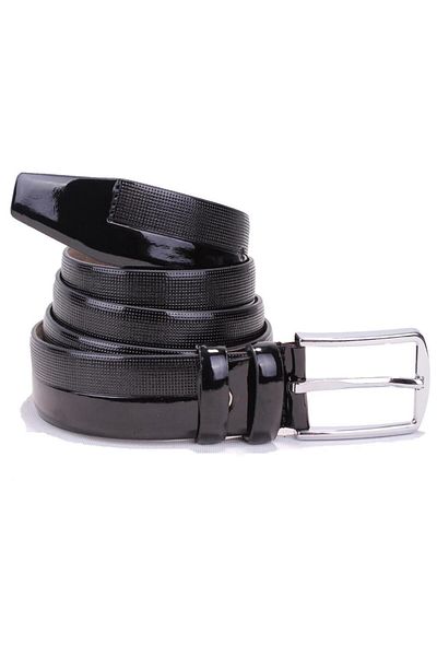 DAGOSTER DMK26-304 Μαύρη λουστρίνι 3,5 cm Ανδρική ζώνη από συνθετικό δέρμα