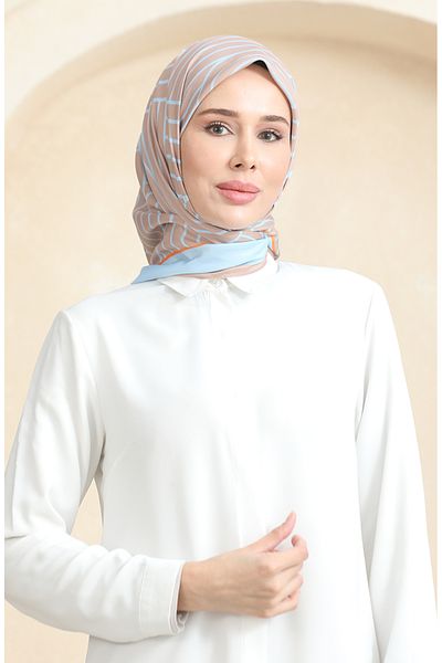 sefamerve Μαλακό βαμβακερό κασκόλ Mink Baby Blue 19089-12