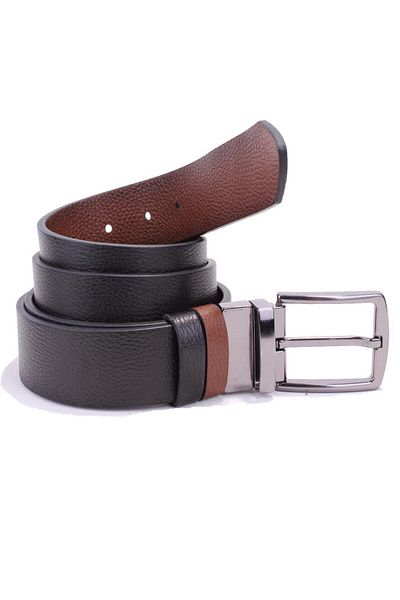 DAGOSTER DMK26-465DG Μαύρη Ταν 4 cm Ανδρική ζώνη διπλής όψης από γνήσιο δέρμα