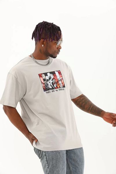 YALÇIN Gray Unisex Oversize Crew Neck T-Shirt