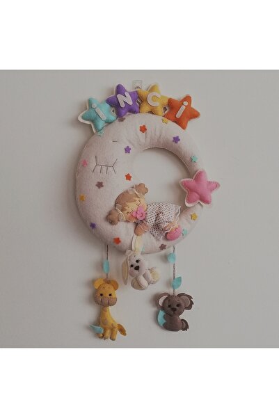 Genel Markalar Ay Ve Yıldız Temalı Kız Bebek Kapı Süsü