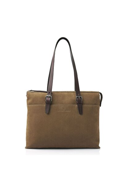Castelijn & Beerens Nubuck Schultertasche Leder 40 cm Laptopfach