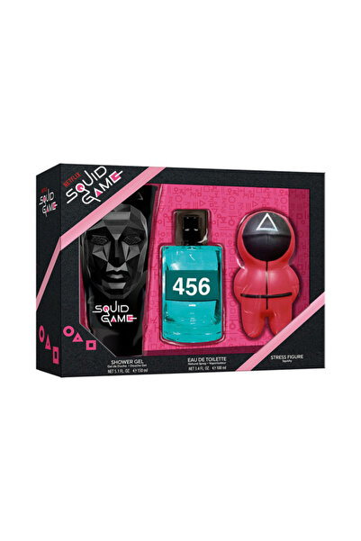 Air-Val مجموعة هدايا على شكل تمثال مضاد للتوتر من Netflix عطر Squid Game 100 مل + جل استحمام 150 مل