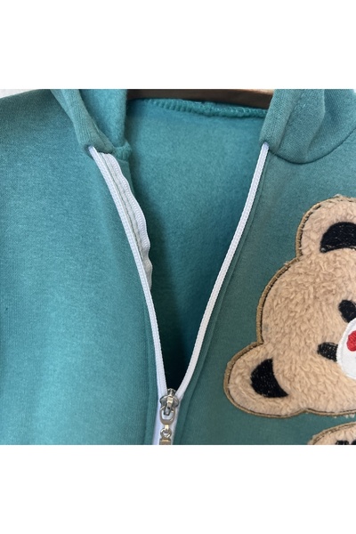 sally baby 3iplik Winter Içi cu căptușeală din fleece , cu model de urs din Welsoft, cu fermoar, cu glugă set