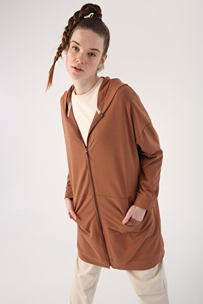 ALLDAY Кавовий капюшонний светр на блискавці