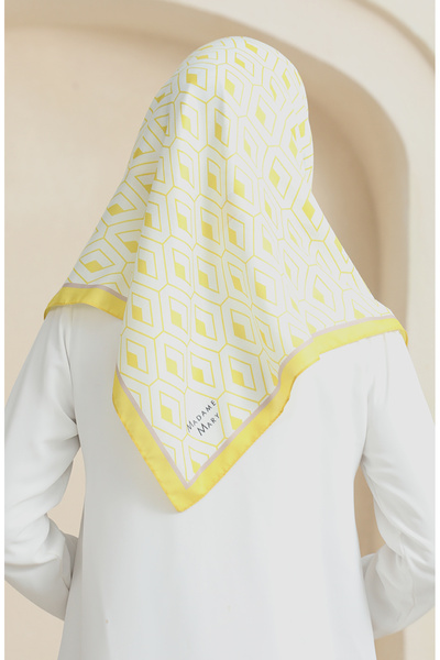 sefamerve 19094-09 Μοντέλο μαλακό βαμβακερό λευκό κίτρινο κασκόλ