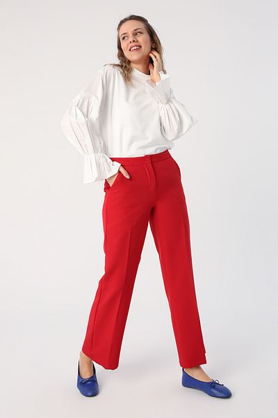 ALLDAY Red Pocket Wide Leg Trousers