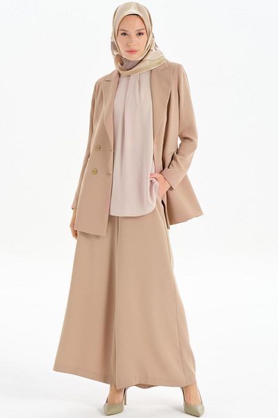 Tuğba Crew Neck Pleat Detailed Blouse - Stone