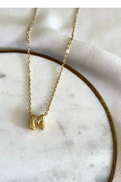 gaila design Steel Gold Yellow Letter m Necklace