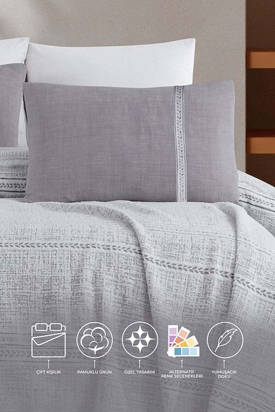 Elart Nish 4 Season Pique Set Double 4 Piece Anthracite