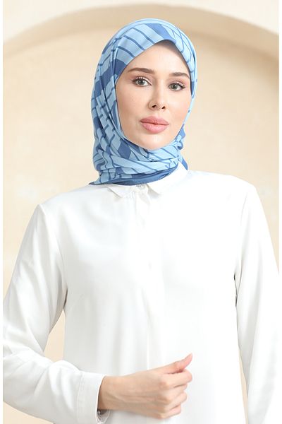 sefamerve 19093-04 Indigo Jeans Μπλε μαλακό βαμβακερό κασκόλ