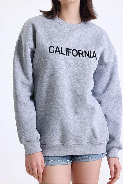 Giyyin Hanorac de damă oversize gri brodat California