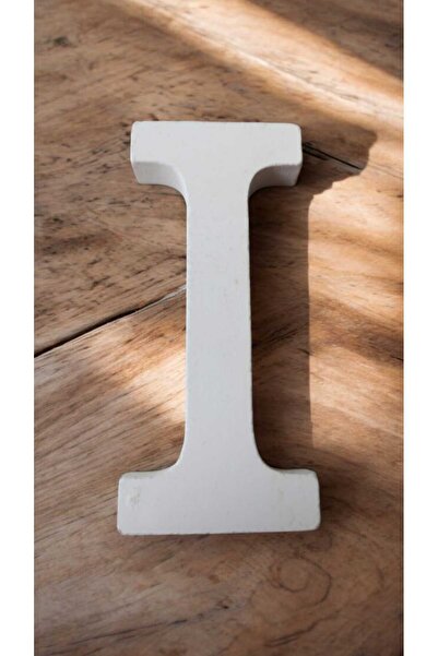 Hureggo ahşap dekoratif beyaz I harfi biblo  11 cm & dik durabilir