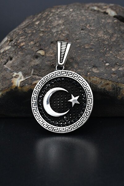 Prestige Kolye Ucu Ay Yıldızlı (AYYILDIZLI) Grek Desenli 925 Ayar Gümüş 901334