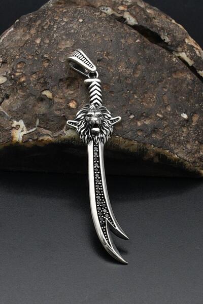 Prestige Hz. Ali Zülfikar Kılıcı Ve Aslan Figürlü Kolye Ucu 925 Ayar Gümüş