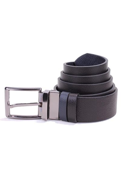 DAGOSTER DMK26-465DG Μαύρη Navy Blue 4 cm Ανδρική ζώνη διπλής όψης από γνήσιο δέρμα