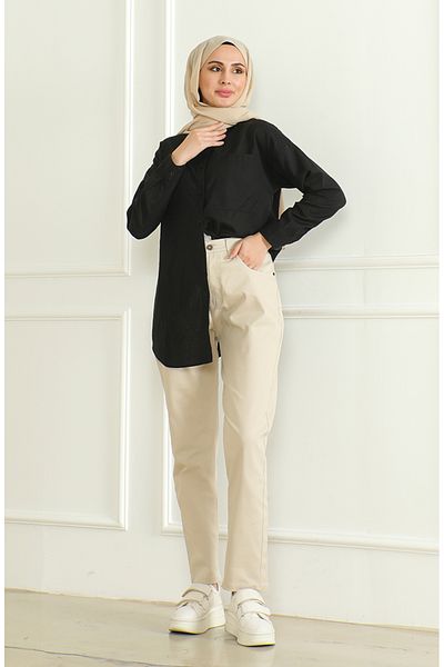 sefamerve Τζιν παντελόνι σε χρώμα πέτρας Momjean Loose 5304-04