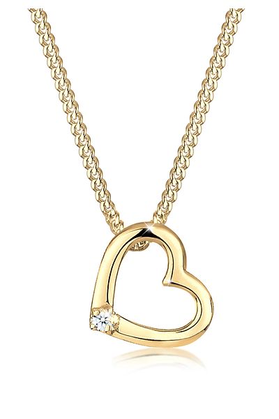 ELLI Halskette Damen Herz-Anhänger Love Zart mit Diamant (0,015 CT.) in 925 Sterling Silber
