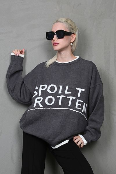 Madmext Oversize-Pullover mit Rundhalsausschnitt und Rauchmuster für Damen Mg1596