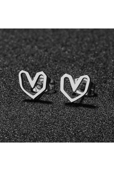 MITH SB TAKI Stainless Steel - Silver Heart Earrings