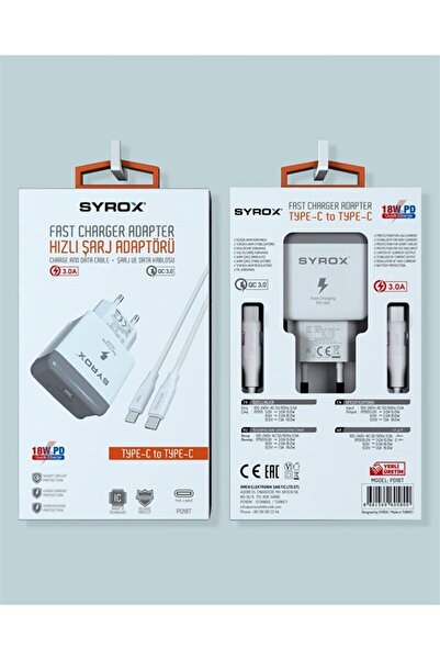 Syrox Pd18t 3.0a 18w Pd Type-c To Type-c Set Pd18t 3.0a 18w Pd Type-c To Type-c Set