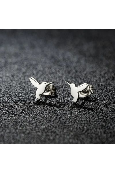MITH SB TAKI Stainless Steel Bird Earrings - Silver