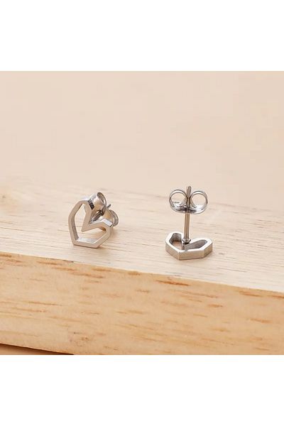 MITH SB TAKI Stainless Steel - Silver Heart Earrings