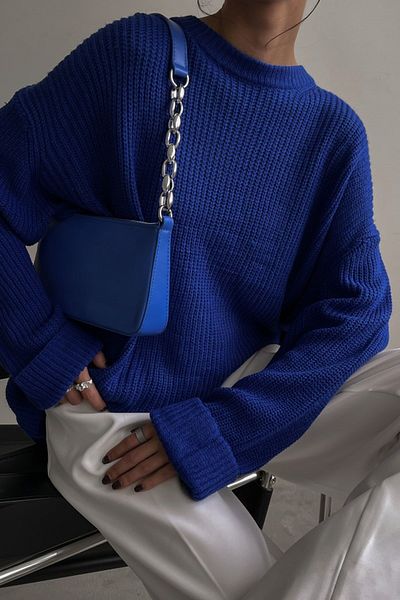 Madmext Saks Rundhals-Basic-Pullover Mg1264