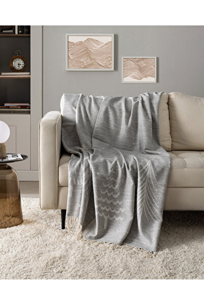 Madame Coco Drap Cotton Tv Blanket - Light Gray
