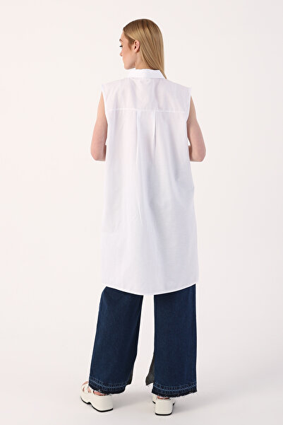 ALLDAY Beyaz Kolsuz Gömlek Yaka Tunik