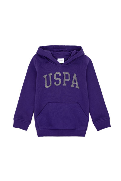 U.S. Polo Assn. سترة بقلنسوة أساسية باللون الأرجواني للفتيات 50296388 -vr038