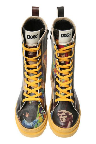 Dogo Cizme lungi cu fermoar negru din piele vegană de damă - Art Form Design