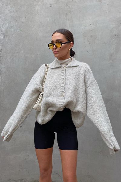 Madmext Grauer Strickpullover mit Knöpfen MG1957