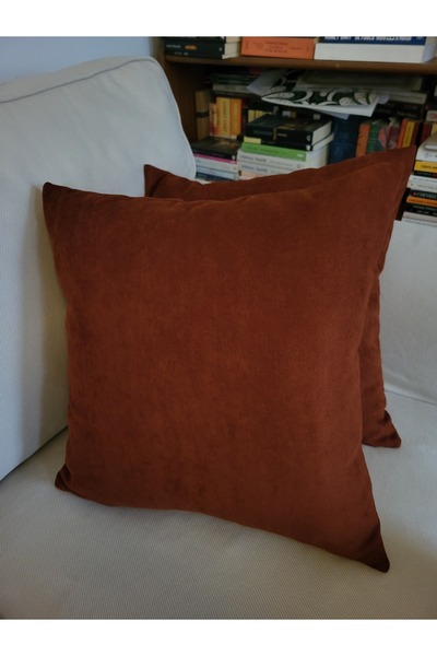 MUSGEM Pack of 2 Brick Colored Cotton Duck Cloth Throw Pillow and Pillowcases...