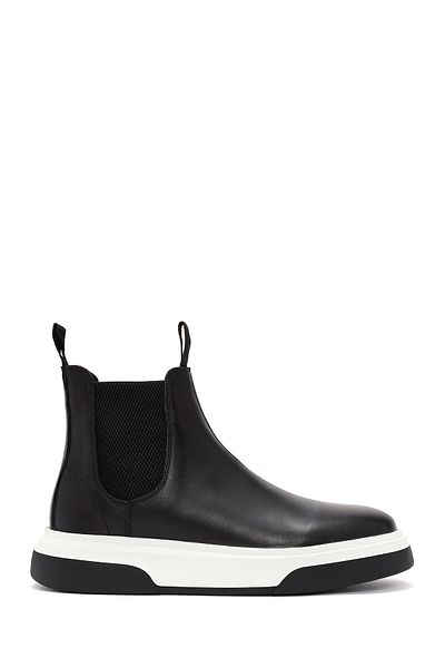 Derimod Black Leather Chelsea Boots - Men's, Thick Sole, Casual, 24WFD 681918