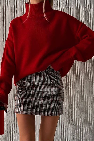 Madmext Mad Girls Roter Rollkragenpullover Mg1252