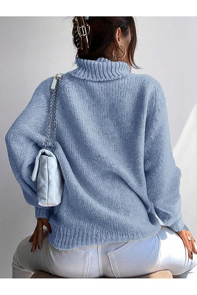 Figo Pulover din tricot cu nervuri - Gât roscat, mânecă raglan