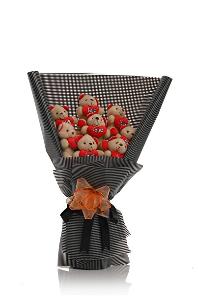 ayıcık Kalp Tutan Peluş Ayıcık Buketi