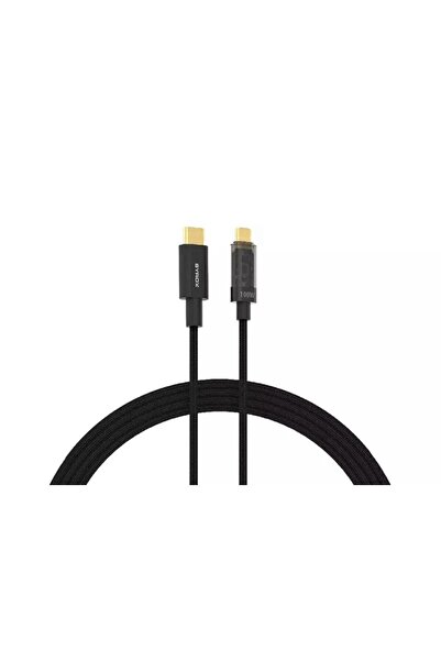 Syrox C141TT 100W Digital Göstergeli Şeffaf Başlık Tasarim Hasir Type-C To Type-C Ultra Hızlı Şarj &