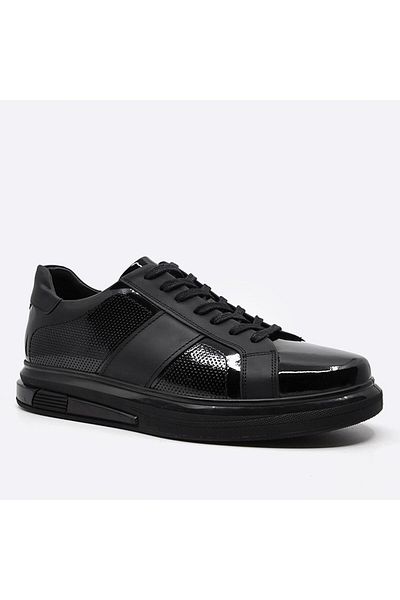 Fosco Patent Leather 9961 Black Sneakers - Men's